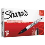 Sharpie Twin-Tip Permanent Marker, Extra-Fine/Fine Bullet Tips, Black, PK12 32001